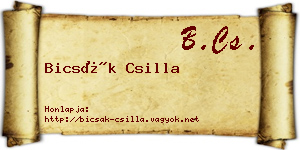 Bicsák Csilla névjegykártya